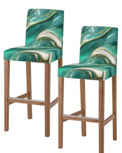 Stoel bedekt marmeren textuur groene hoge achterkant 2 stks voor keuken elastische barkruk slipcover eetkamer stoel koffers