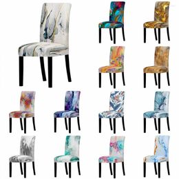 Fundas para sillas, funda con patrón marmoleado, decoración elástica para el hogar y la oficina, mesa y sillas de LICRA, cojín para cena