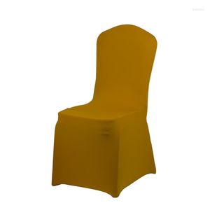 Housses de chaise Marious 100pcs Gold Spandex Cover Factory Mariage universel avec 4 poches en gros