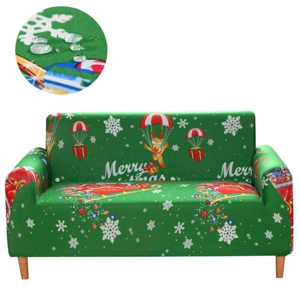 Housses de chaise Joyeux Noël Housse de canapé Impression imperméable Stretch Mode moderne Quatre saisons Coussin en tissu universel DecorChair