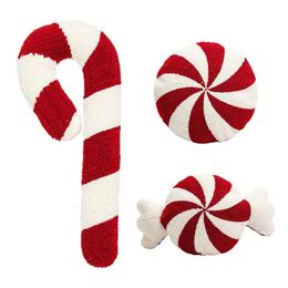 Cubiertas de silla Feliz Navidad Rojo Blanco Remolinos Navidad Lindo Dulce Candy Cane Throw Pillow Cusions Cubierta Cojines para sofá Cojín decorativo 231204