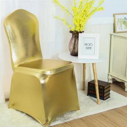 Couvre-chaise Couverture métallique Décoration de mariage Couleur de bronze brillant Couleur de luxe Lycra Conception d'anniversaire de bonne qualité El