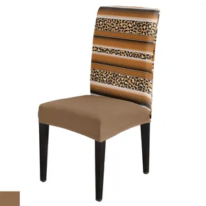 Couvre-chaise Mexico rayures léopard imprimez la texture de peau d'animal couverture marron en salle à manger spandex extensible siège à la maison