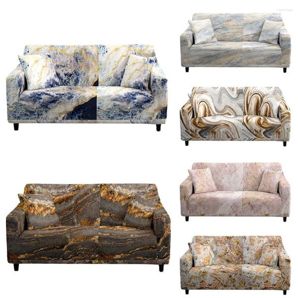 Housses de chaise moderne bleu rose marron marbre ondulation couverture de canapé carré imprimé élastique pour salon canapé animaux protecteur L forme