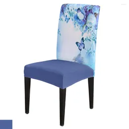 Couvertures de chaise Couverture de salle à manger moderne Animal Papillon Fleur Bleu Rose Imprimer Chaises de table à la maison pour nappe de cuisine