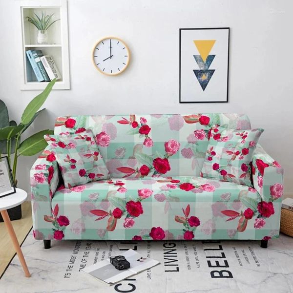 Housses de chaise Housse de canapé imprimée florale moderne, paquet complet, élastique, anti-poussière, décoration de salon, combinaison universelle