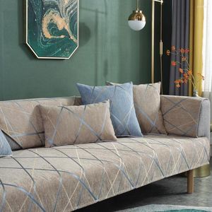 Stoelbedekkingen Moderne woonkamer Anti-slip Combinatie Sofa Kussen Chenille Cover Line Design volledige meubels stofbescherming