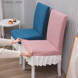 Housses de chaise Housse de chaise de couleur unie minimaliste moderne dentelle épaissie entièrement enveloppée anti-poussière polyvalent antidérapant ensemble doux coussin L240315
