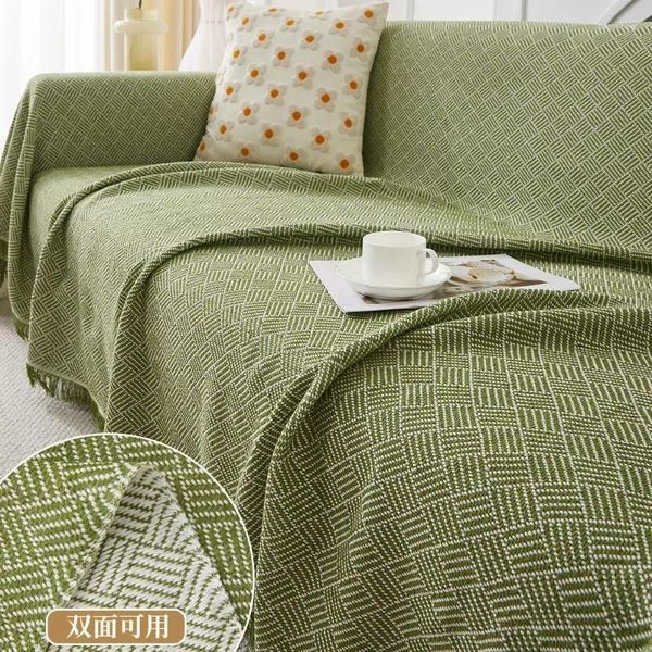 Housses de chaise modernes et minimalistes, couleur unie, serviette de canapé, Style INS, couverture réversible en fil de coton, housse de coussin complète une pièce