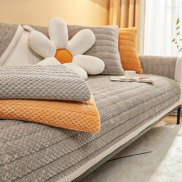 Cubiertas de silla Cubierta de sofá moderno para sala de estar Terciopelo 2 3 plazas Sofá de felpa antideslizante Sillón Slipcover Soft Thick Cushion Drop