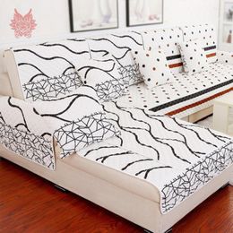 Housses de chaise Style moderne Stripe Dot Print Sofa Cover Revesible Quilting Slipcovers Double-face Quilted Canape Pour SP3806