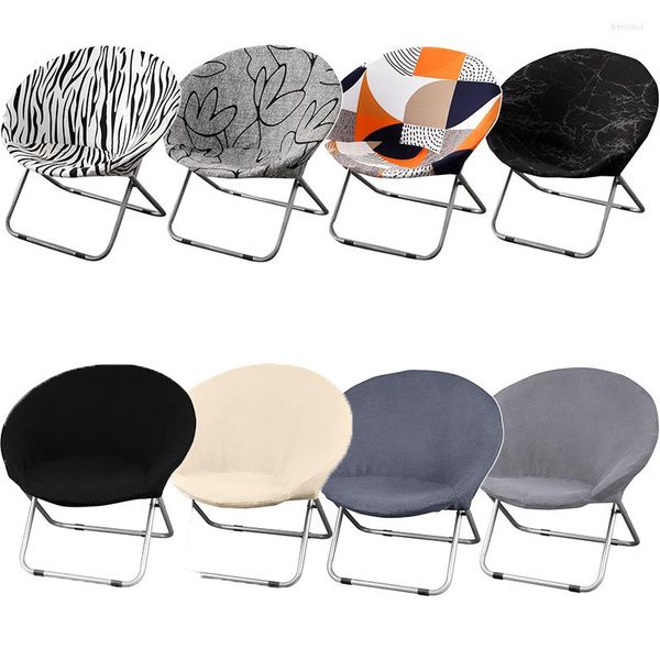 Cubiertas de silla Cubierta de luna Stretch Round Saucer Protector impreso asiento estirable para acampar para acampar plegamiento