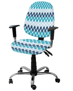 Cubiertas de la silla Textura marroquí azul Elástico sillón cubierta de la computadora el estiramiento de la oficina removible asiento dividido
