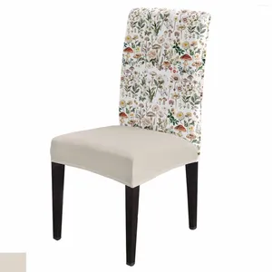 Couvre-chaise Couvre-champs de champignons aquarelle rétro pour manger en spandex à la couverture de siège extensible pour le banquet de cuisine de la cuisine de mariage