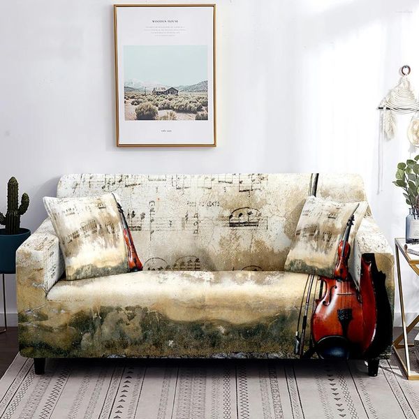 Housses de chaise Notes de musique Housse de canapé Violon Imprimé Canapé Musique classique Style vintage Housse de protection de meubles pour le salon