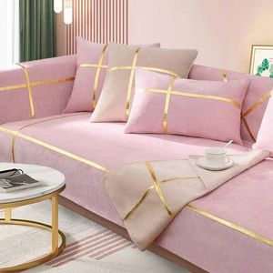 Stoelbedekkingen Noordse Chenille Jacquard Sofa Cushion Pink Cover voor woonkamer 1/2/3/4 zitbank L-vormige hoek