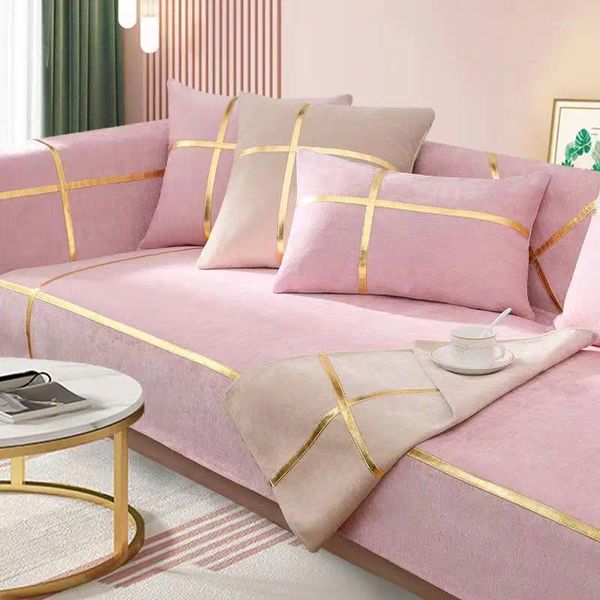 Cubiertas de silla Nórdica Chenille Jacquard Sofá Cushion Pink Cover para la sala de estar 1/2/3/4 Segunda