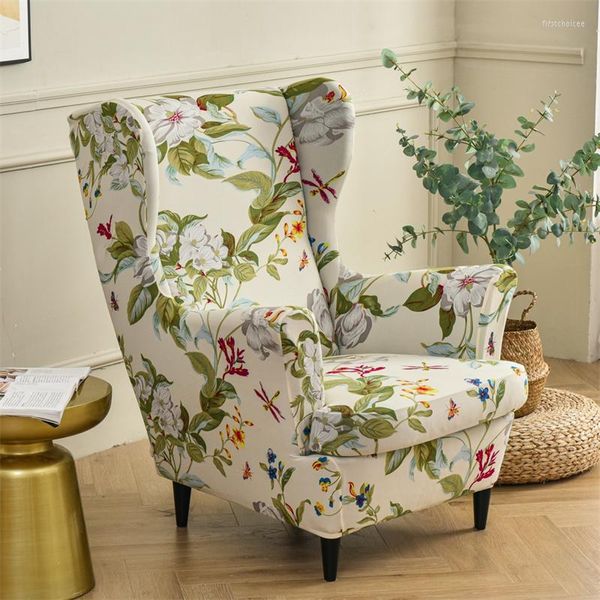 Couvre-chaise Nordic Floral Wingback Cover Stretch Elastic Elastic Solding Failchair Single Sofa Scencover Meubles Protecteur