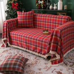 Housses de chaise nordiques Ins, couverture de canapé en treillis de noël Simple, serviette en tissu décorative, couverture complète, protection contre la poussière