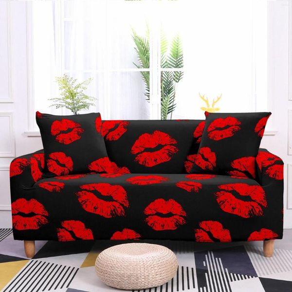 Housses de chaise nordique lèvres rouges Sexy salon canapé couverture décoration de la maison élastique en forme de L fauteuil lavable siège