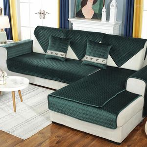 Stoelbedekkingen Noordse stijl dikker vaste kleur fluwelen sofa kussen niet-slip pluche slipcover chaise sofacover cover op maat gemaakt