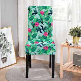 Stoelbedekkingen Noordse stijl tropische planten stretch cover bloemen print Diner Room Anti-Dirty Kitchen Seat 1pc Housse de Chaise