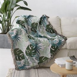 Housses de chaise couverture de jet nordique multifonction feuilles fraîches housse décorative Cobertor sur canapé-lit voyage couture antidérapante douce