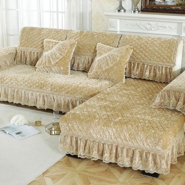 Cubiertas de silla Nórdica Invierno Collos de sofá Cushion Gold Velvet Fabric