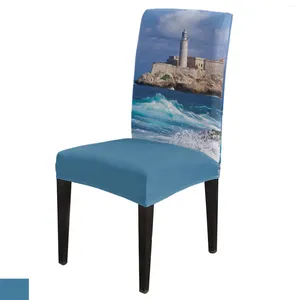 Housses de chaise Couverture de phare de vague d'océan Ensemble de cuisine Salle à manger Housse de siège en spandex extensible pour banquet de mariage