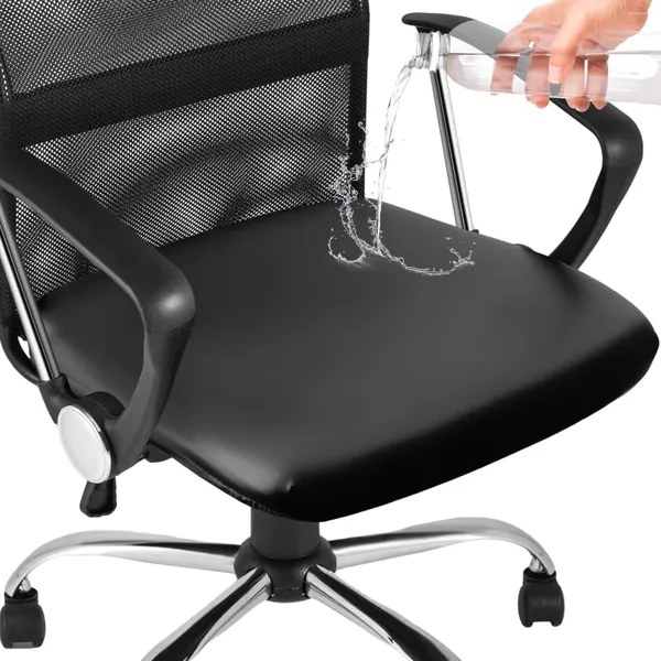 Housses de chaise pour siège de bureau, imperméable, résistant à l'huile, en cuir PU, housse haute extensible pour ordinateur, 15,7 pouces