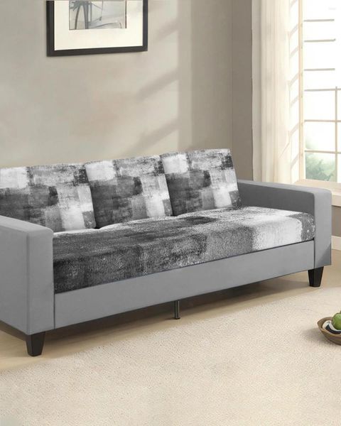 Chaise Couvre l'huile peinture abstraite géométrie noire blanc gris coussin de siège de siège canapé protecteur extensible housses amovibles