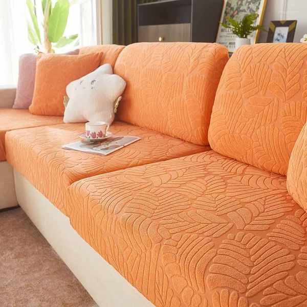 Housses de chaise Orange Jacquard housse de canapé épais élastique pour salon fauteuil coin Type Polyester sièges housse canapé