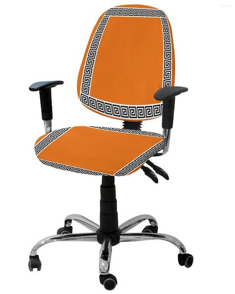 Housses de chaise orange simple chinois géométrique élastique fauteuil ordinateur couverture extensible amovible bureau housse siège fendu