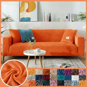 Stoelbedekkingen Orange Stretch Velvet Sofa Slipcover Elastic For Living Room Funda bank Cover Home Decor 1/2/3/4-zaterdag