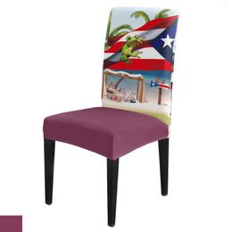 Housses de chaise Palmier Porto Rico Drapeau Grenouille Couverture de plage Salle à manger Spandex Siège extensible Décoration de bureau à domicile Ensemble de bureau