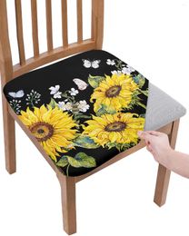 Couvre-chaise Park Sunflower Flower Butterfly Seat Cushion Stretch Dining Cover Covers for Home El Banquet Living Room