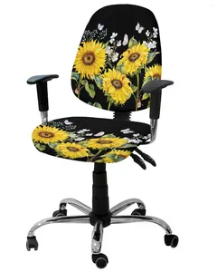 Couvre-chaise Park Sunflower Flower Flowerfly Elastic Failchair Computer Cover Stretch Rovible Office Office Slipver Split Silt