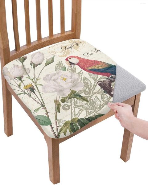 Couvercles de chaise Perrot Bird Rose Flower Retro Seat Soutr Stretch Stretch Dining Cover Covers pour Home El Banquet Salon