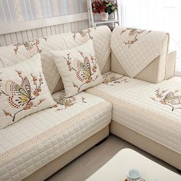 Housses de chaise housse de canapé de style pastoral luxe papillon broderie coton résistant housse de siège canapé pour salon décor à la maison