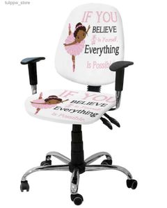 Housses de chaise Rose africain Ballet fille inspirante élastique fauteuil ordinateur chaise couverture amovible chaise de bureau housse de siège fendue couvre L240315