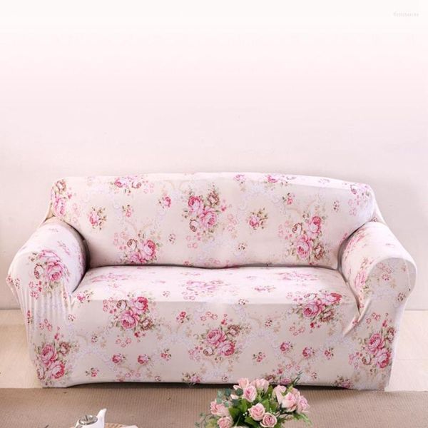 Housses de chaise à fleurs roses, couvre-canapé pour salon, causeuse, en Spandex, housses d'angle universelles, extensibles, en peluche