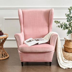 Housses de chaise rose velours aile couverture 2 pièces nordique Stretch Spandex fauteuil Wingback canapé housses pour salon chambre