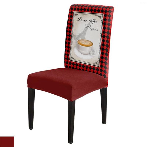 Housses de chaise Plaid café tour Eiffel amour salle à manger couverture 4/6/8 pièces Spandex élastique housse pour mariage maison chambre
