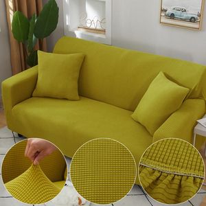 Fundas para sillas Jacquard a cuadros Amarillo Verde Funda de sofá para sala de estar Color sólido Todo incluido Moderno Sofá de esquina elástico Funda antideslizante 45012