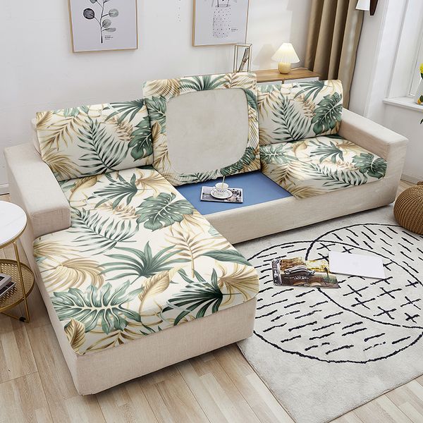 Housses de chaise plante canapé siège housse de coussin élastique feuilles tropicales protecteur de meubles polyester extensible lavable housse amovible 230627