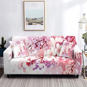 Cubiertas de silla Funda de sofá de flor de ciruelo Flor rosa Funda floral Sofá para sala de estar Protector de muebles lavable Decoración 1/2/3/4 Asiento