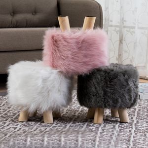 Housses de chaise Tissu en peluche Housse de pouf Housses de repose-pieds Laine artificielle Housses de chaise en peau de mouton douce Housses de protection de repose-pieds Sans tabouret 230616