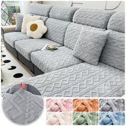 Chair Covers Plush Jacquard Sofa For Living Room Winter Couch Cover Elastic Machine Washable Slipcover Home El