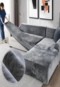 Couvre-chaise canapé en peluche pour le salon Velvet Elastic Corner Sectional Couch Love Seat Cover Set Armchair L Forme Furniture Slinc2145963