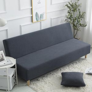 Stoelbedekkingen Pool Fleece Armless Sofa Bed Cover Universal Folding Elastic Plain vaste stretchbank 1/2/3 stoel